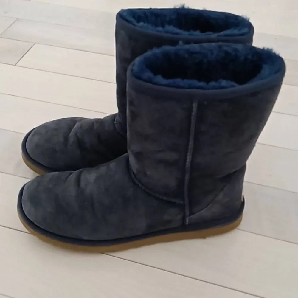 UGG Australia Women's Navy Blue Suede Round Toe Classic Short II Boot Size 9